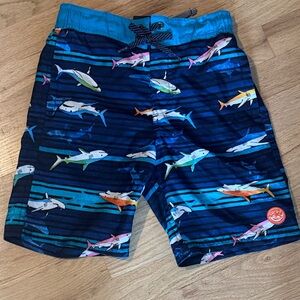 Colorful Shark Print Swim Shorts